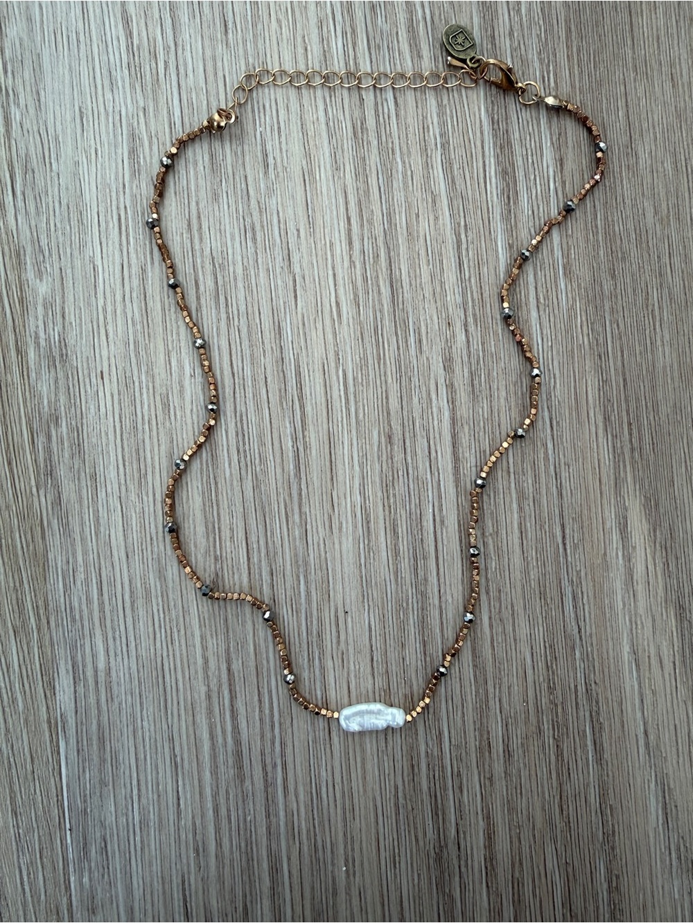 Delicate Gold Beaded Necklace with Freshwater Pearl